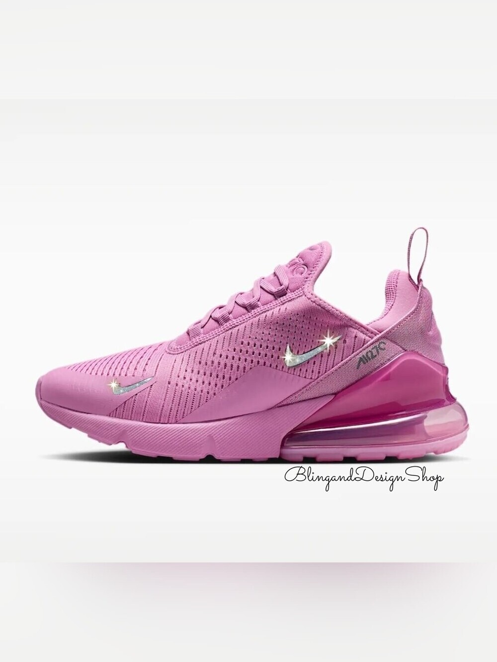 Bling Nike Air Max 270 Purple Sneakers Shoes Customized With Crystals Women's